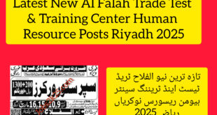 Latest New Al Falah Trade Test & Training Center Human Resource Posts Riyadh 2025