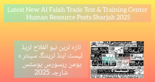 Latest New Al Falah Trade Test & Training Center Human Resource Posts Sharjah 2025